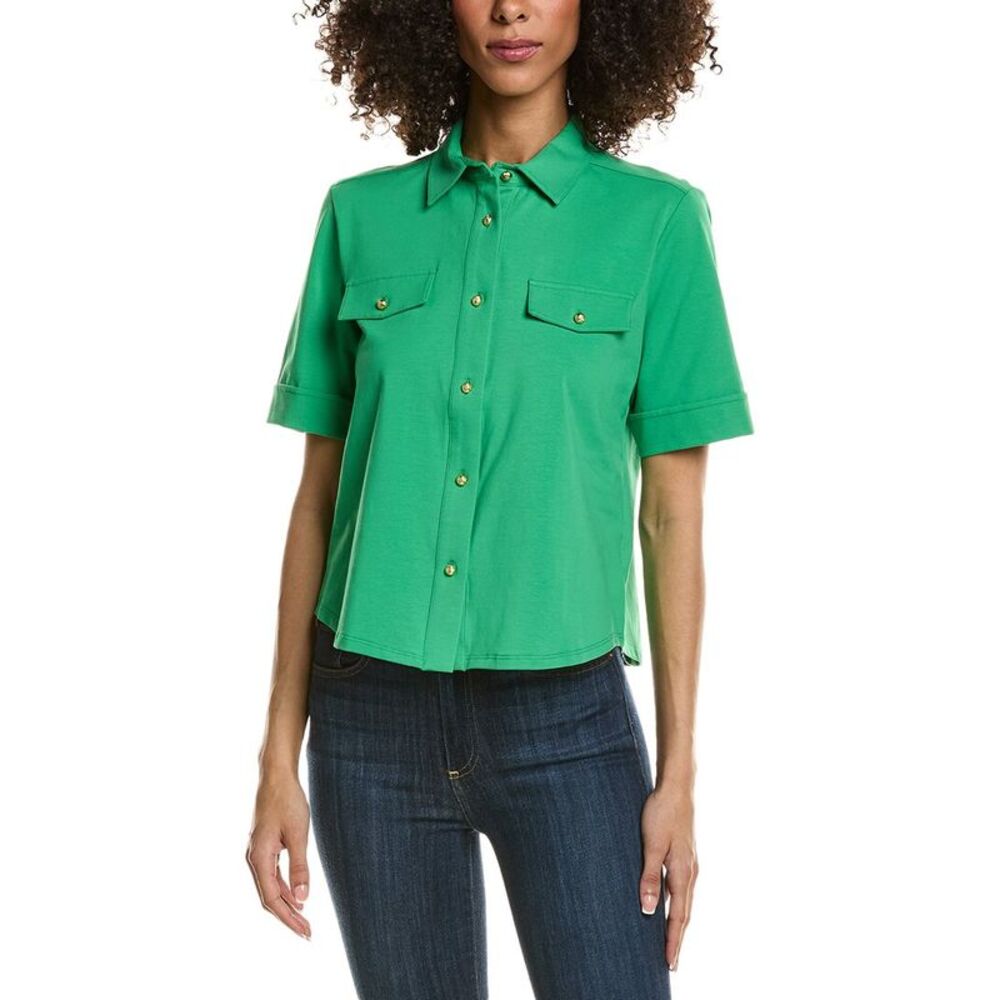 Tyler Böe Womens  Classic Gold Button Club Shirt, Green